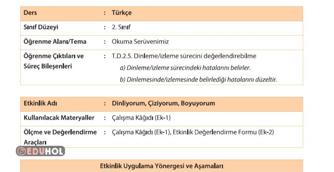 2.SINIF TÜRKÇE OKUMA SERÜVENİMİZ TEMASI BİÇİMLENDİRİCİ DEĞERLENDİRME