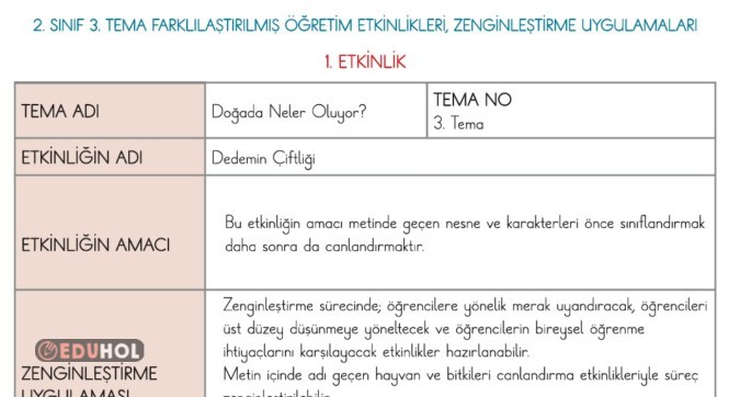 3.TEMA TÜRKÇE NESNE KARAKTER SINIFLANDIRMA SÜREÇ