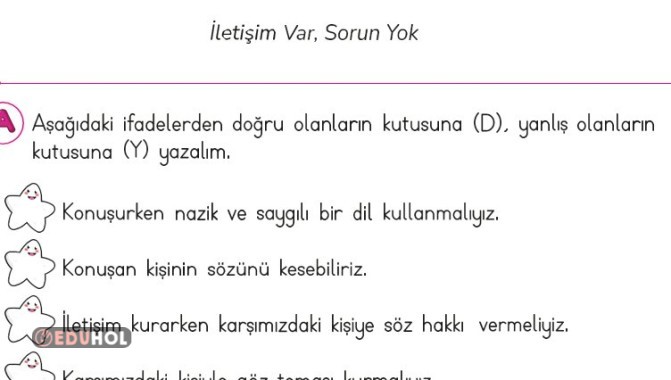 İLETİŞİM VAR SORUN YOK HAYAT BİLGİSİ ETKİNLİK