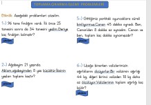 2.SINIF MATEMATİK TOPLAMA VE ÇIKARMA PROBLEMLERİ