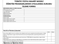 TÜRKİYE YÜZYILI MAARİF MODELİ TEFTİŞ FORMU
