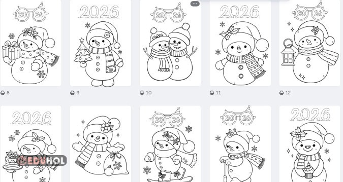 25 SAYFALIK Kardan Adam Boyama Çalışmaları