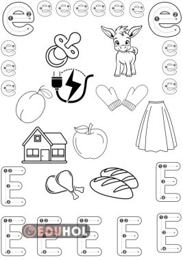 E Sesi Çizme-Boyama Çalışması