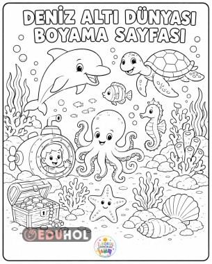 Denizaltı dünyası boyama sayfası