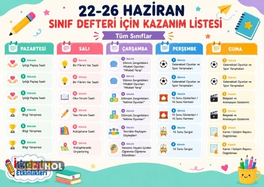 Etkinlik haftası sınıf defteri doldurma .