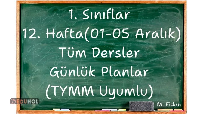 1. Sınıflar 12. Hafta Tüm Dersler (01-05 Aralık) Günlük Planlar TYMM Uyumlu