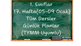 1. Sınıflar 17. HAFTA 05 - 09 Ocak 2026 tüm derslerin günlük planları