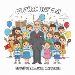 Atatürk ve Çocuklar - 10 Kasım Boyama-