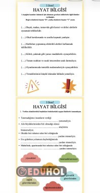 MEB 3.Sınıf Hayat Bilgisi Güvenlik Önlemleri