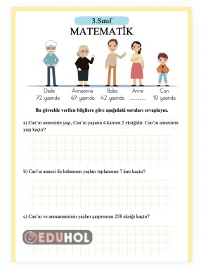 MEB 3.Sınıf Matematik Çarpma Problemleri