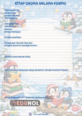 KİTAP OKUMA ANLAMA FORMU / ÖZET FORMU - KIŞ TEMALI