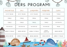 DERS PROGRAMI - 1. SINIF - DOLU VE BOŞ HALLERİYLE