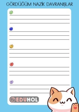 NEZAKET VE GÖRGÜ KURALLARI ETKİNLİK KAĞIDI - DAVRANIŞ NOT ALMA KAĞIDI