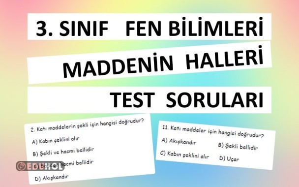 3. Sınıf - Fen Bilimleri - Maddenin Halleri TEST