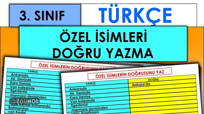 3. Sınıf - Türkçe - Özel İsimlerin Doğru Yazılışı
