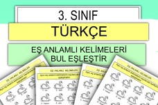 3. Sınıf - Türkçe Eş Anlamlı Kelimeleri Eşleştirme