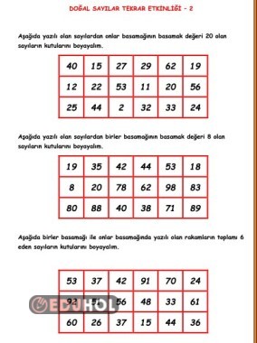 Doğal Sayılar Tekrar Çalışması-2