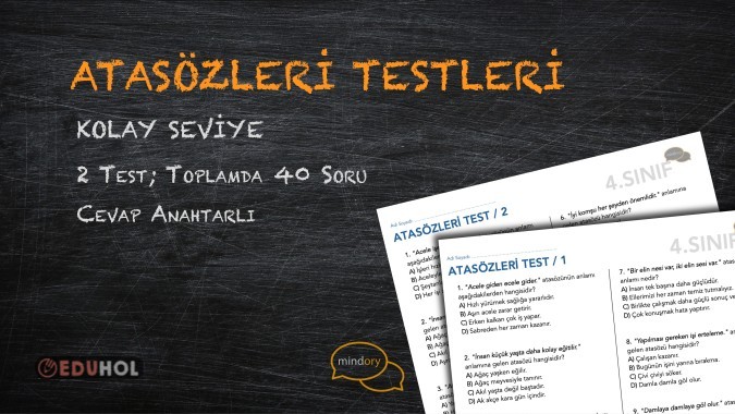Atasözleri Testleri *Kolay Seviye 2 Test/40 Soru