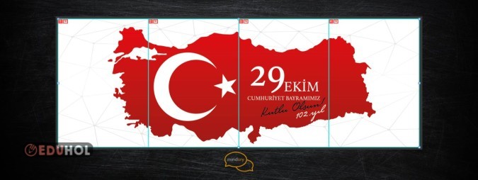 Cumhuriyet Bayramı 102. yıl Hazır Pano Çalışması (4 adet dikey A4 sayfa tek tasarım)