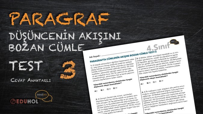 Paragraf; Düşüncenin Akışını Bozan Cümle Testi - 1