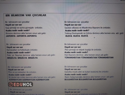 Bir bilmecem var çocuklar