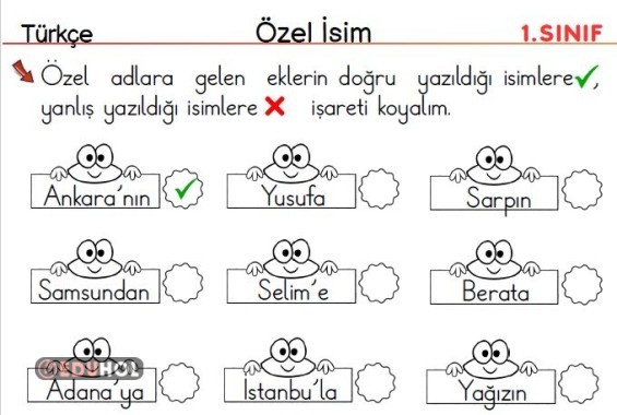 Özel İsimler Çalışma Etkinlikleri