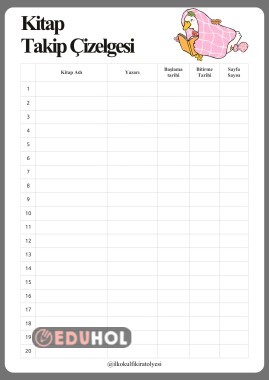 KİTAP TAKİP ÇİZELGESİ