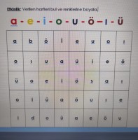 ünlü harf öğretim çalışma kağıdı