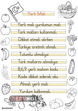 1. Sınıf Yerli Malı Şiir şablonu