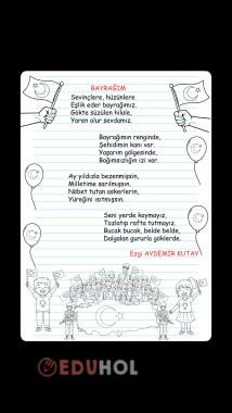 Bayrak şiiri ve şiir şablonu renksiz