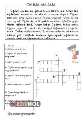 Okuma Anlama Bulmacalı