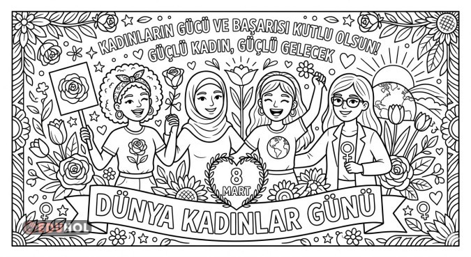 8 Mart Kadınlar Günü Boyama