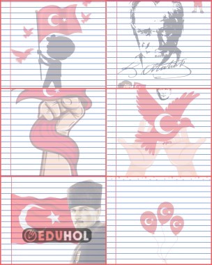 Cumhuriyet Bayramı temalı  şiir yazım sayfaları