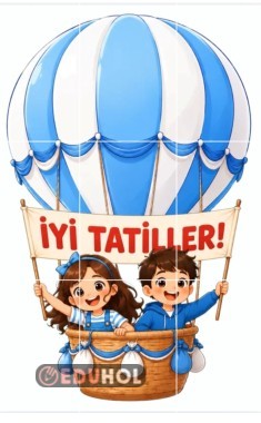 İyi tatiller yazan uçan balon görseli