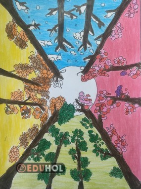 Mevsimler konulu boyama çalışması