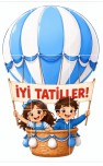 İyi tatiller yazan uçan balon görseli