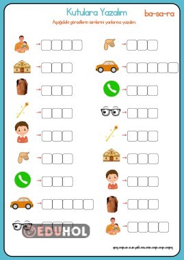 Basara Kelime Yazma Çalışması