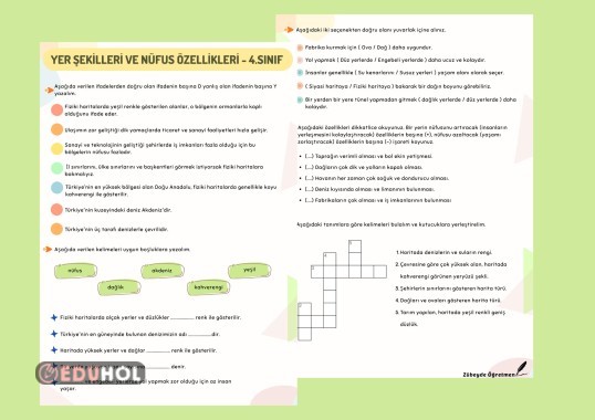 Yer şekilleri ve nüfus özellikleri