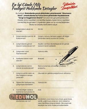 Dilimizin Zenginlikleri En İyi Cümle / Afiş Faaliyeti Hakkında Detaylar