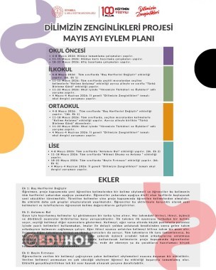 DİLİMİZİN ZENGİNLİKLERİ MAYIS AYI TÜM KADEMELER İÇİN EYLEM PLANİ