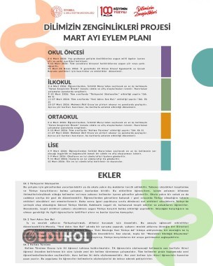 Dilimizin zenginlikleri projesi mart ayı tüm kademeler eylem plani
