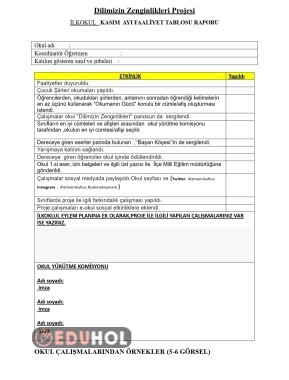 KASIM AYI İLKOKUL KADEMESİ FAALİYET RAPORU