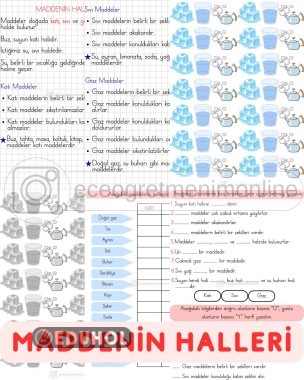 3. Sınıf Fen Bilimleri Maddenin Halleri