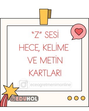 Z Sesi Hece, Kelime ve Metin Kartları