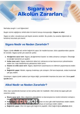 4.Sınıf Sigara ve Alkolün Zararları Etkinliği