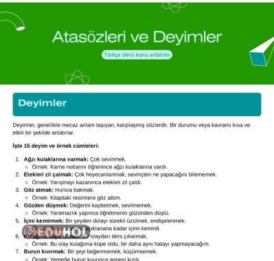 Atasözü ve Deyimler Konu Anlatımı Etkinligi