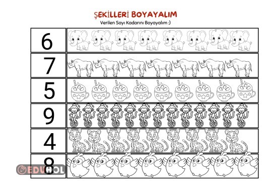 1.Sınıf Sayı Boyamaları