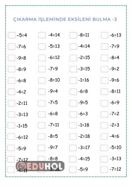 Eksileni Bulma Çıkarma İşlemi