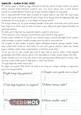 İşbirliği Temalı Okuma Anlama Metni - Değerler Eğitimi