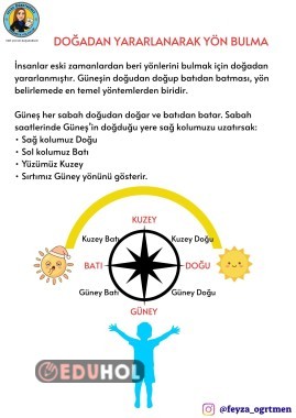 2. SINIF DOĞADAN YARARLANARAK YÖN BULMA KONU ANLATIMI VE TESTİ(CEVAPLI)